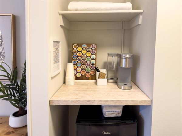 Sip, relax, repeat! Enjoy personalized coffee & tea at your leisure, right in your room at Hotel Lanesboro.