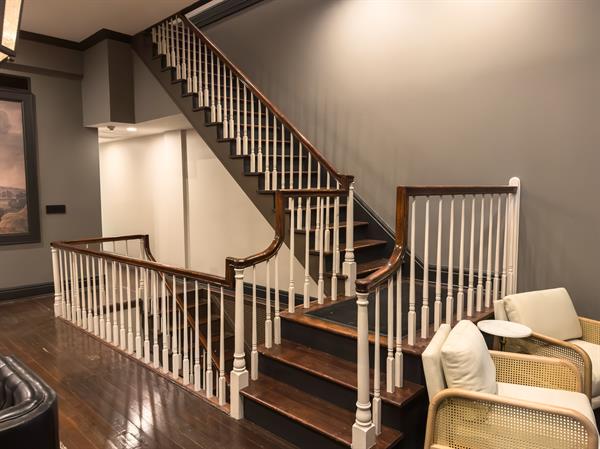 Hotel Lanesboro staircase to 6 upper level rooms.