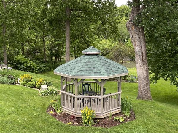 Gazebo overlooking gardens & river