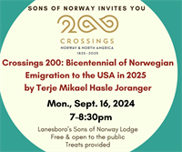 Crossings 200: Bicentennial of Norwegian Emigration to the USA in 2025