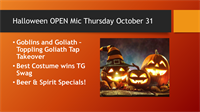 Halloween Open MIC & Toppling Goliath Tap TakeOver