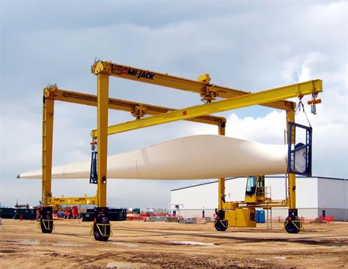 Cranes for wind component transport including blades