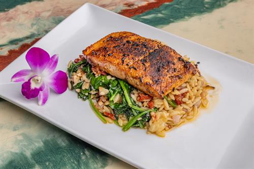 Salmon Teriyaki with Orzo Pasta
