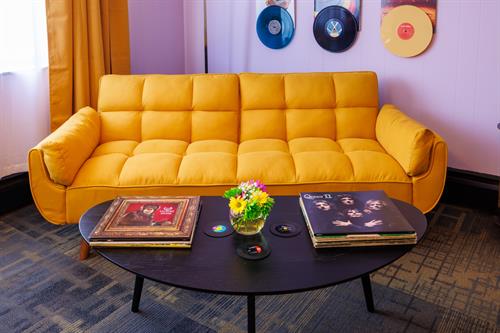 The Vinyl Room: Perfect for private dinners, bridal showers, watch parties, birthday celebrations, after-parties, small wedding receptions, corporate mixers and more. 