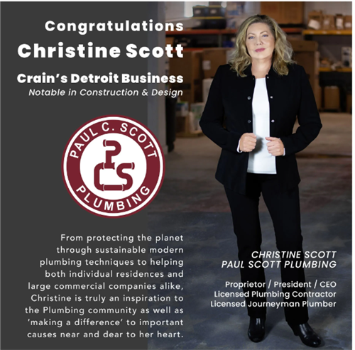 President, Christine Scott, recognized as a one of the Top 50 Notable Woman in Construction by Crain's Detroit Business!