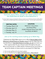 2026 Detroit Walk to End Alzheimer’s Team Captain Meetings