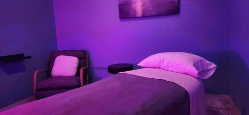 Each room equipped with colored LED Lighting and heated massage tables. 