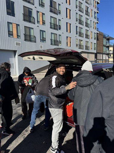 Passing out blankets and food to the homeless in Salt Lake City.