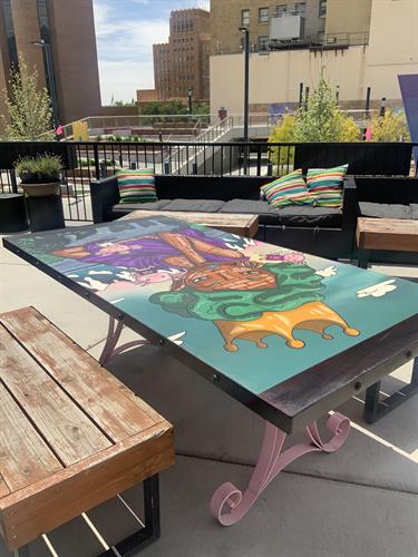 Table installation for WB’s Eatery at the Monarch in Ogden. 