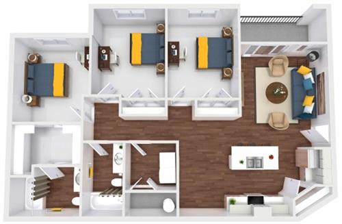 3 Bedroom 2 Bathroom Floor Plan
