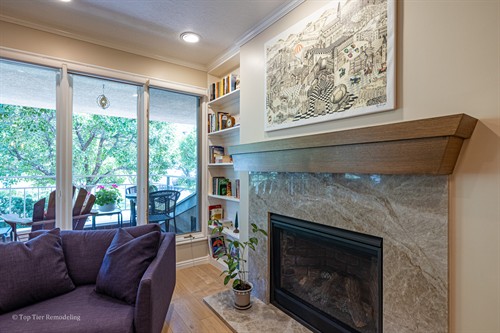 East Bench Taj Mahal Quartzite Fireplace | The Isabella Project
