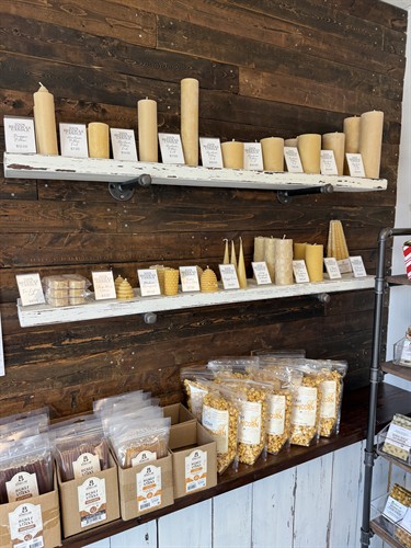 Beeswax Candles and Honey Corn at The Honey Jar