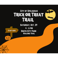 TRICK OR TREAT TRAIL SCHEDULED FOR OCTOBER 29TH AT SOUTH CITY PARK