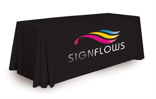 We offer FULL-COLOR table throws - you can print an image of your FACE on it if you'd like