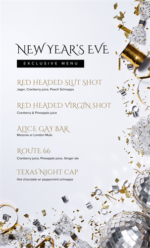 Custom Design: Bar menu for a New Year's Eve party