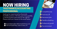 Tax/Finance/Accounting Professional, Full time & Part time