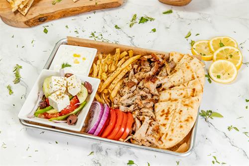 Gyro Chicken Plate  (salad, fries,pita,tzatziki)