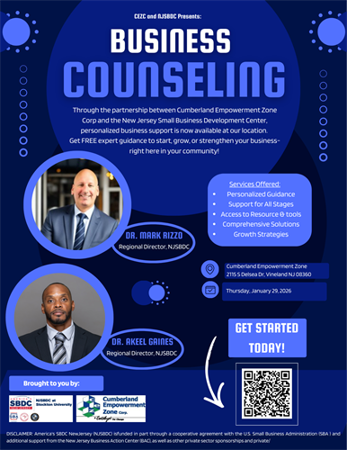 CEZC Free One-on-One Business Counseling Jan 29, 2026