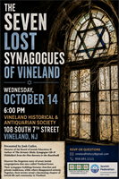 Vineland Historical & Antiquarian Society - Josh Cutler presents: “The Seven Lost Synagogues of Vineland” / 10-14-26