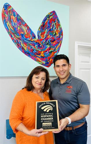 Phillip Sanchez (Hispanic Chamber) and Gloria Benavidez-Rodriguez (Founder & CEO of Ma Hila's Heart Project)