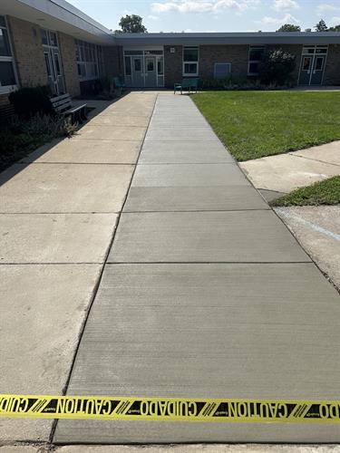 Poured concrete sidewalk