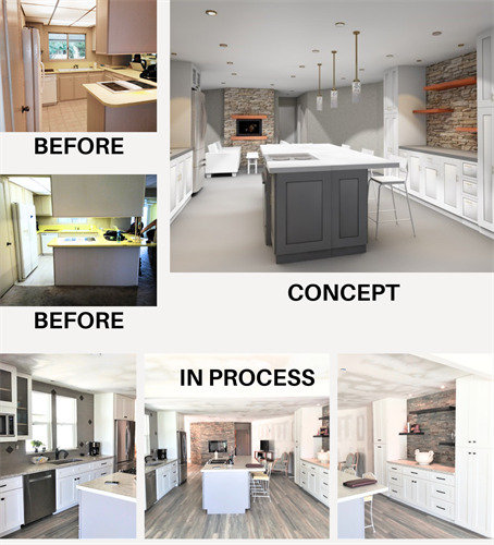 Manufactured home in 55+ community in Palm Springs, CA. Kitchen remodel in process. Make your home a place you can retire and live in forever comfortably. 1122 Designs.