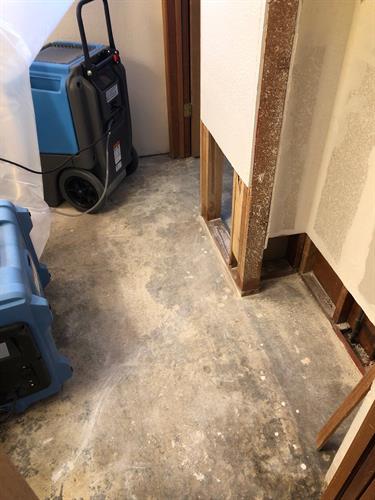 Remove all affected materials in contained work area from sewer damage!