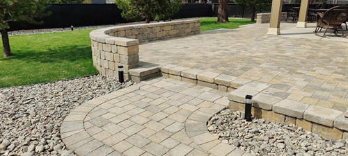 Paver patio and retaining wall benches