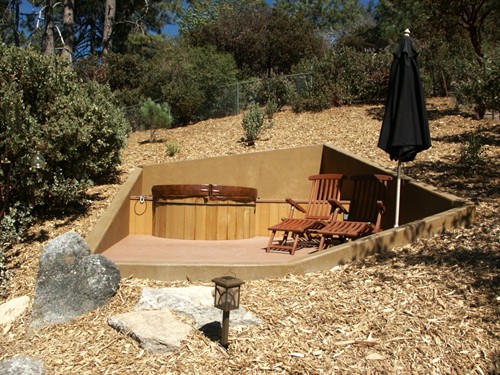 Nestled hot tub