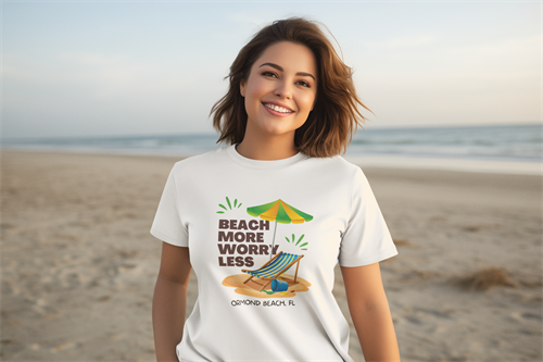 Beach More, Worry Less Ormond Beach, FL Souvenir Shirt