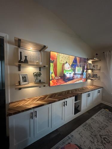 Custom Built-Ins with Custom hand Built floating shelves with under-mount LED lighting Custom Built-Ins with Custom hand Built floating shelves with under-mount LED lighting