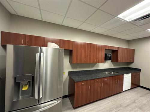 Commercial Office Renovation. Carpet tile, Cove base, Countertops, Cabinets, LVP Flooring, Interior Painting Commercial Office Renovation. Carpet tile, Cove base, Countertops, Cabinets, LVP Flooring, Interior Painting