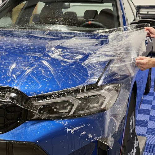 XPEL paint protection film applied to a hood