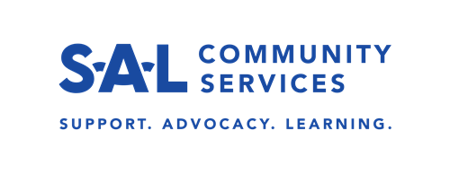 SAL Community Services - Support. Advocacy. Learning - logo blue text