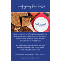 Seaport Grille Thanksgiving Pies To-Go
