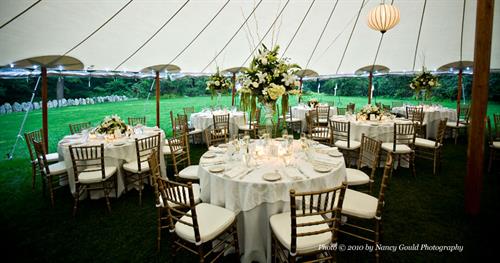 Tidewater Sailcloth Tent with Fruitwood Chiavari Chairs