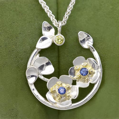 Forget Me Not Necklace w/ 18K Gold & Ceylon Blue Sapphires Forget Me Not Necklace w/ 18K Gold & Ceylon Blue Sapphires