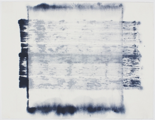 Birgit Faustmann (Germany) .  Blue Rectangle #8  2014 . Pigment on paper . 30x22 inches