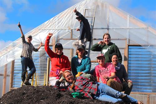 Volunteers after greenhouse construction, fall 2016