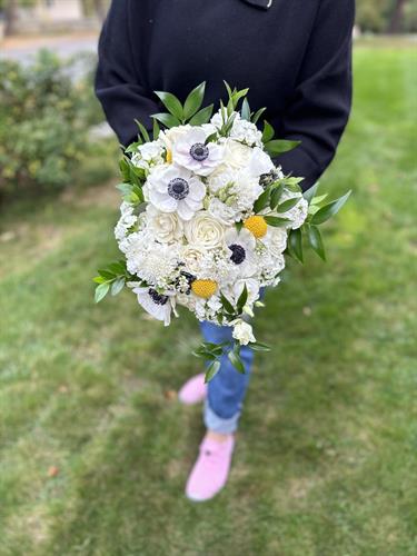 Bridal Bouquet with Anemones and Craspedia