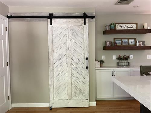 Pantry Door, White-Washed Chevron