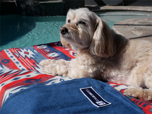 Poolside with our Southwestern Denim Blanket 