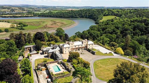 Aerial View of Pentillie Castle and the River Tamar by Kitevision