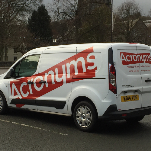 An Acronyms branded work van. 