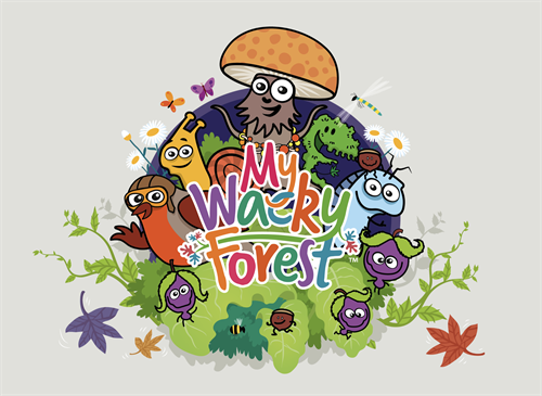 Publicity illustration for the series of My Wacky Forest books and educational material. Also used on the \Initiatives' page of the Societree CIC website.