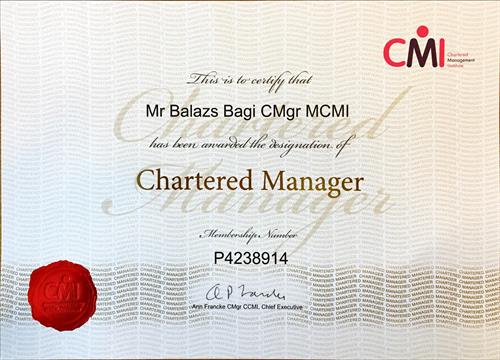 Balazs Bagi - Chartered Manager Certificate