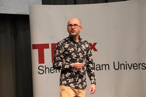 Sven Lauch, speaking at TEDx Sheffield Hallam University in 2019