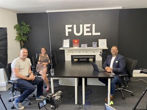 Recording my podcast At Fuel Communication with Phil and Martyn