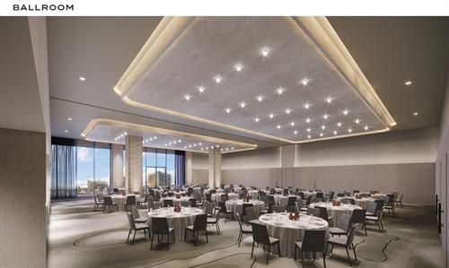 Our ballroom at the Cascade Hotel Kansas City is an ideal setting for groups of 300 people.