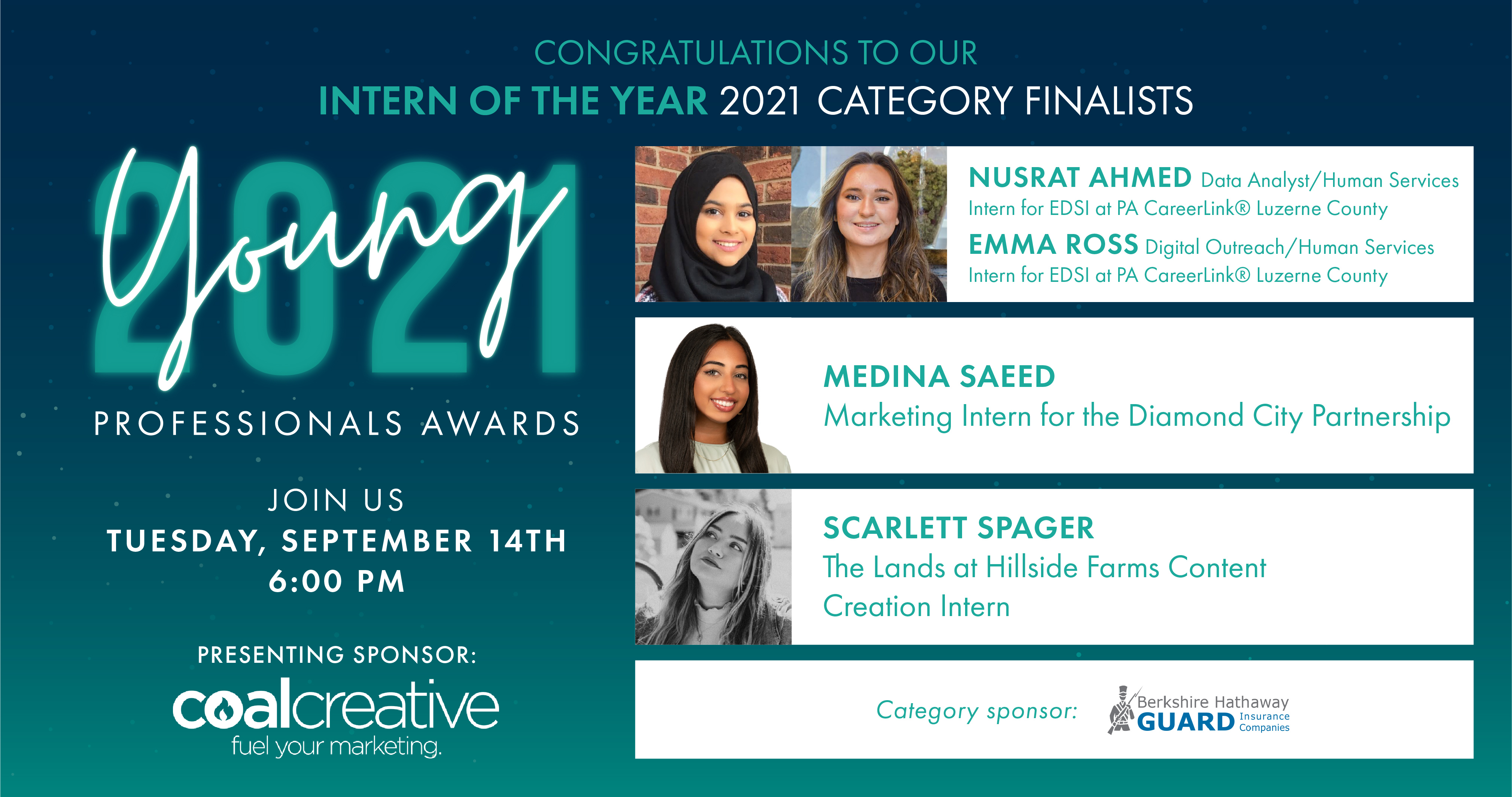 Meet the 2021 Category Finalists for Young Professional Intern of the Year! Meet the 2021 Category Finalists for Young Professional Intern of the Year!